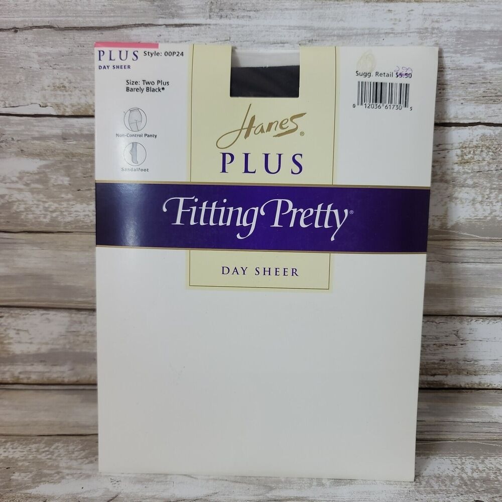 Hanes Fitting Pretty Pantyhose Womens Two Plus Barely Black Day Sheer 00P24